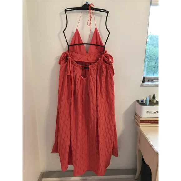 NWT Free People Primmy Midi Dress LARGE Ice Coral